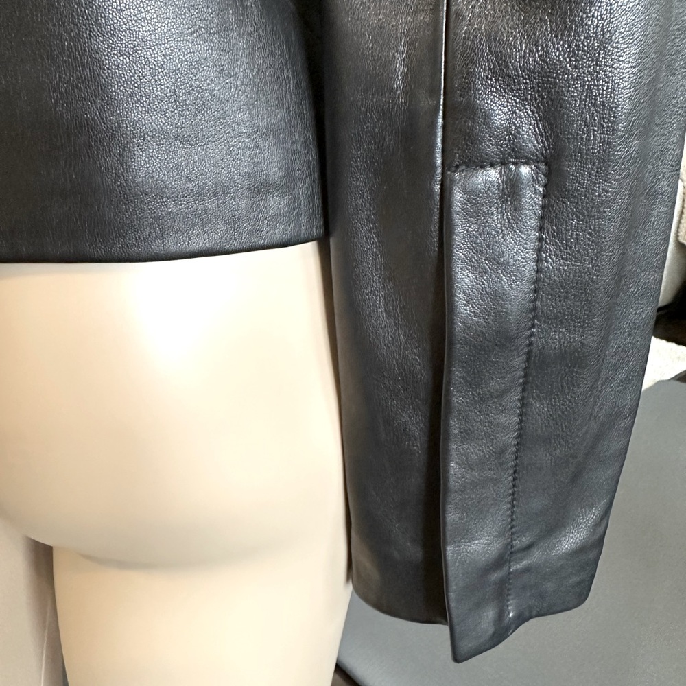 DVF Black Ruffle Leather Jacket - Picture 6 of 9